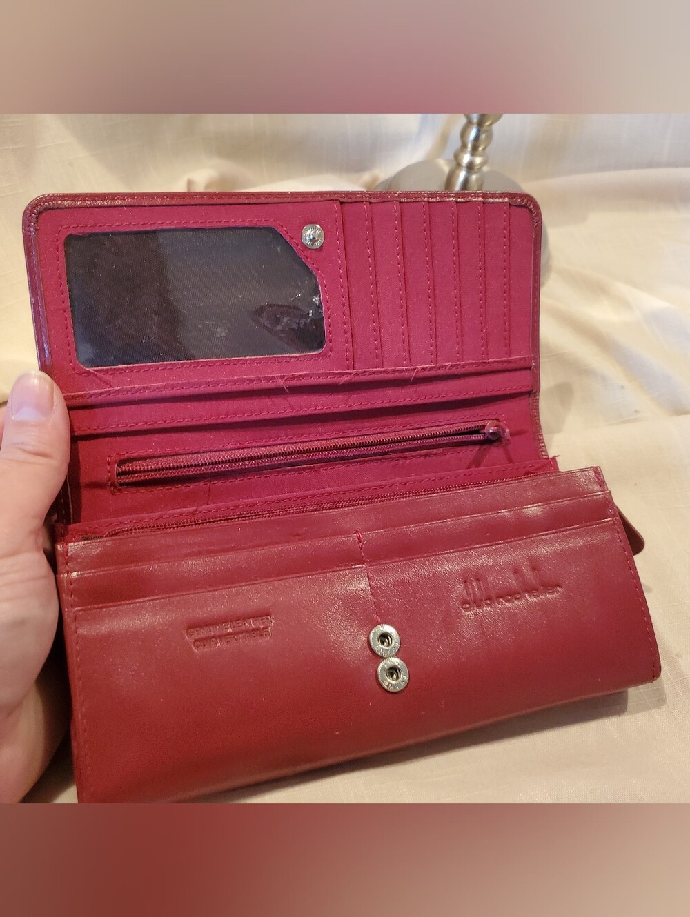Club Rochelier Red Genuine Leather Large Bifold Wallet